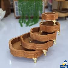 کاسه 5 عددی چوبی پایه دار