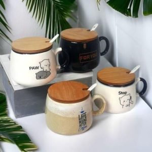ماگ مشکی.گرانیتی درب چوبی