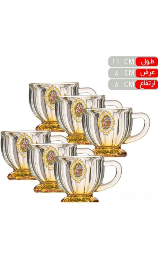 فنجان کریستال آیس گل رز عسلی