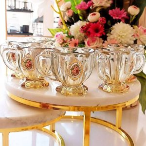 فنجان کریستال آیس گل رز عسلی