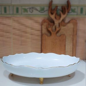 مرغ خوری پایه دار خط طلا سرامیکی