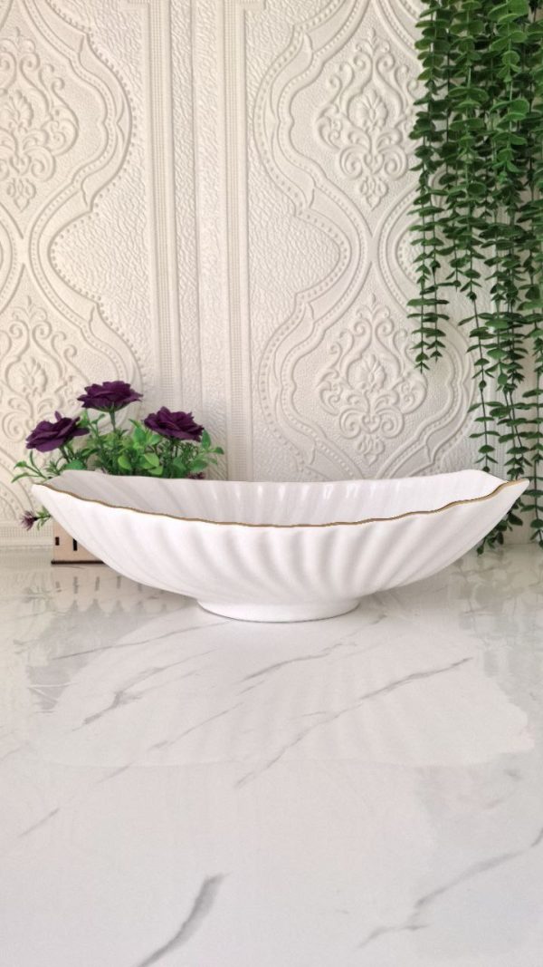 میوه خوری صدفی خط طلا سرامیکی